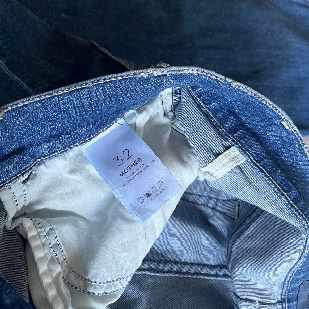 Mother The Hustler Ankle Fray Blue Jeans Size 32 - Picture 4 of 10